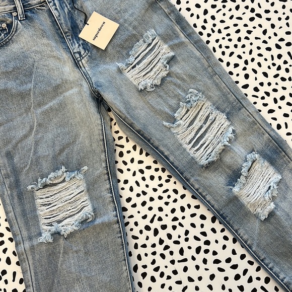 Superdown Straight Distressed Raw Hem Jeans (Size 27) - Picture 6 of 7